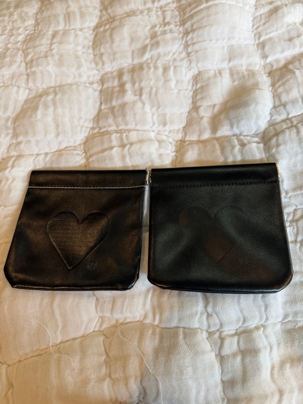 Black Heart Zip Pouches - Set of 2